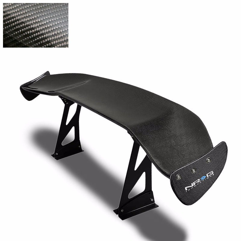 69" Black NRG Logo Carbon Fiber Racing GT-Style Rear Trunk Spoiler/Wing+Brackets-Exterior-BuildFastCar