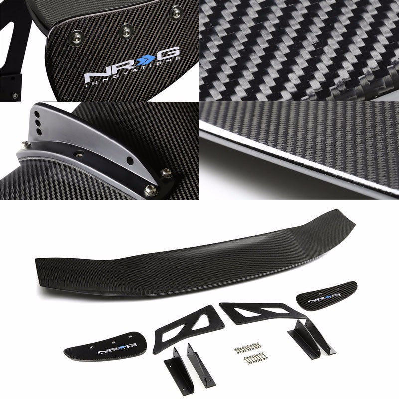 69" Black NRG Logo Carbon Fiber Racing GT-Style Rear Trunk Spoiler/Wing+Brackets-Exterior-BuildFastCar