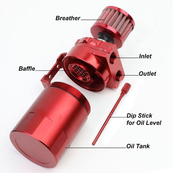 Universal Blue Cylinder Aluminum Baffled Oil Catch Tank/Can Reservoir+Filter-Performance-BuildFastCar