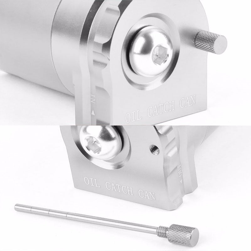 Universal Silver Cylinder Aluminum Baffled Oil Catch Tank/Can Reservoir+Filter-Performance-BuildFastCar