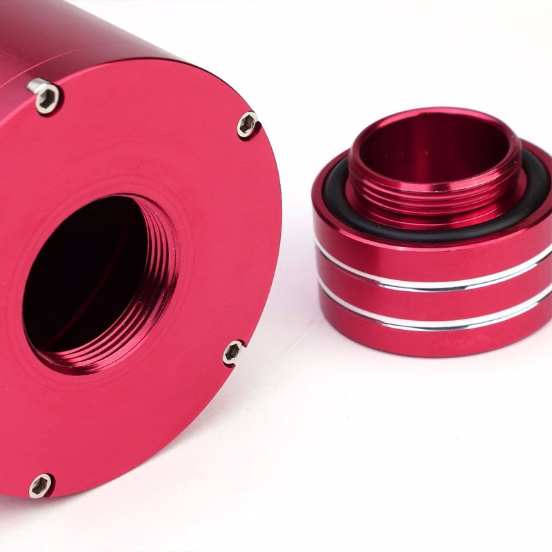 Pink 8.5"x3"DIA Aluminum 3/8"Barb Coolant Recovery Overflow Oil Tank Can Bottle-Performance-BuildFastCar