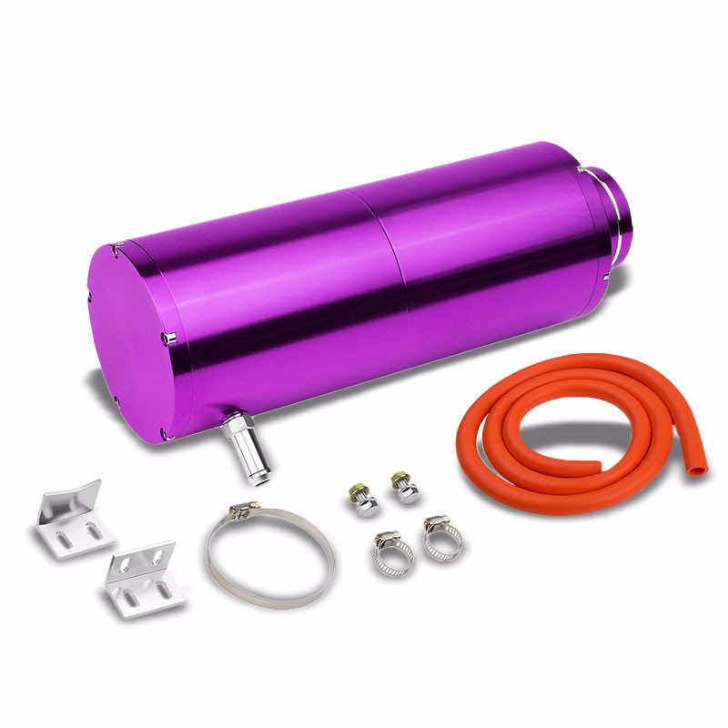 Purple 8.5"x3" Aluminum 3/8"Barb Coolant Recovery Overflow Oil Tank Can Bottle-Performance-BuildFastCar