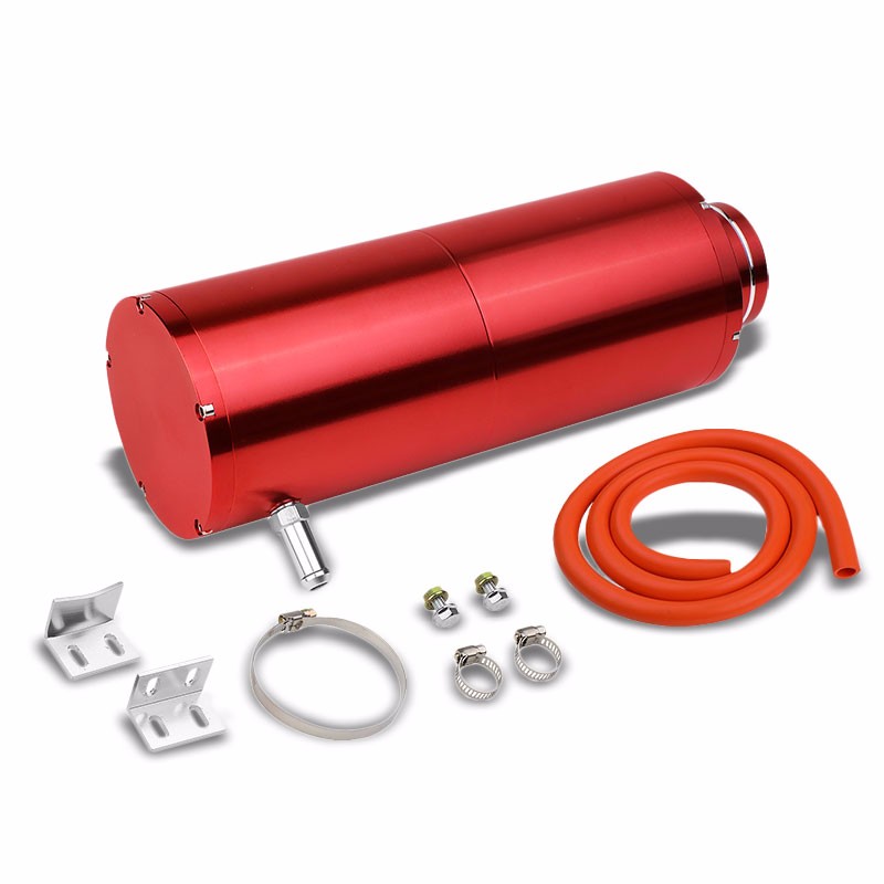 Red 8.5"x3"DIA Aluminum 3/8"Barb Coolant Recovery Overflow Oil Tank Can Bottle-Performance-BuildFastCar