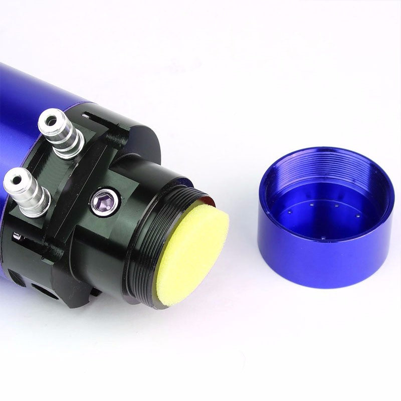 Blue 7"x2.5" Aluminum Engine Breather Oil Catch Tank Can Bottle+Pressure Gauge-Performance-BuildFastCar