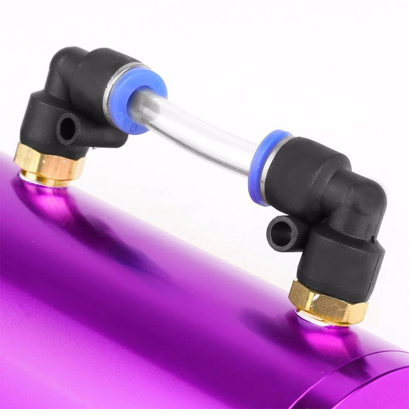 Purple 7"x2.5"DIA Aluminum Round Breather Oil Catch Tank Can+Pressure Gauge-Performance-BuildFastCar