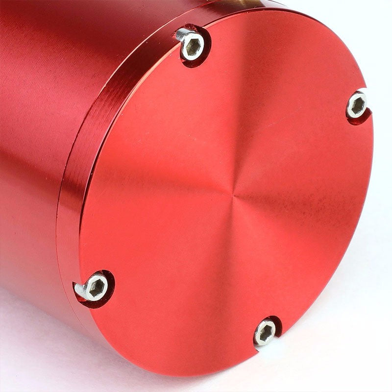 Red 7"x2.5"DIA Aluminum Engine Breather Oil Catch Tank Can Bottle+Pressure Gauge-Performance-BuildFastCar