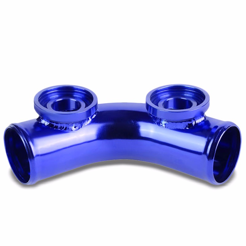 Blue 70 Degree Curve Dual Flange Adapter 2.5" Type SSQV Blow Off Valve BOV Pipe-Performance-BuildFastCar