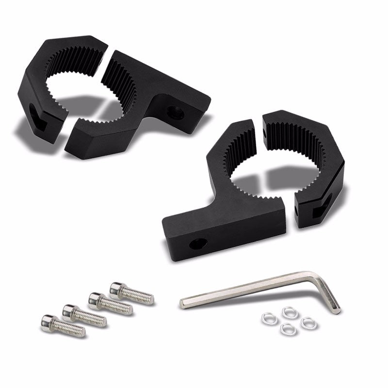 2PC Black Fog Light/Lamp/Bar Mount Clamp Bracket 2"OD Bull Bars/Roof Racks/Cage-Exterior-BuildFastCar