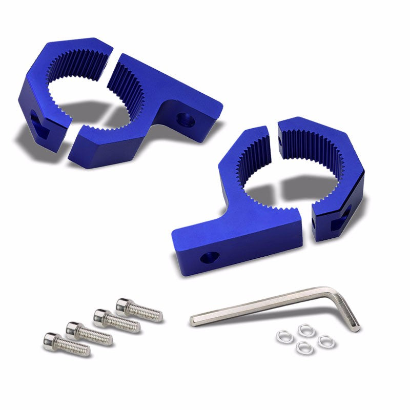 2PC Blue Fog Light/Lamp/Bar Mount Clamp Bracket 2"OD Bull Bars/Roof Racks/Cage-Exterior-BuildFastCar