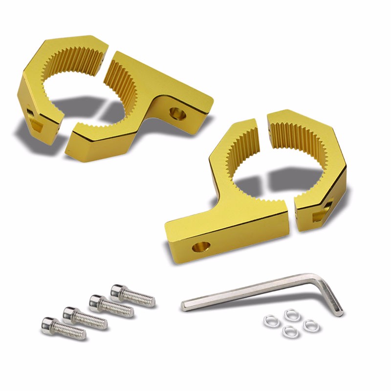 2PC Gold Fog Light/Lamp/Bar Mount Clamp Bracket 2"OD Bull Bars/Roof Racks/Cage-Exterior-BuildFastCar