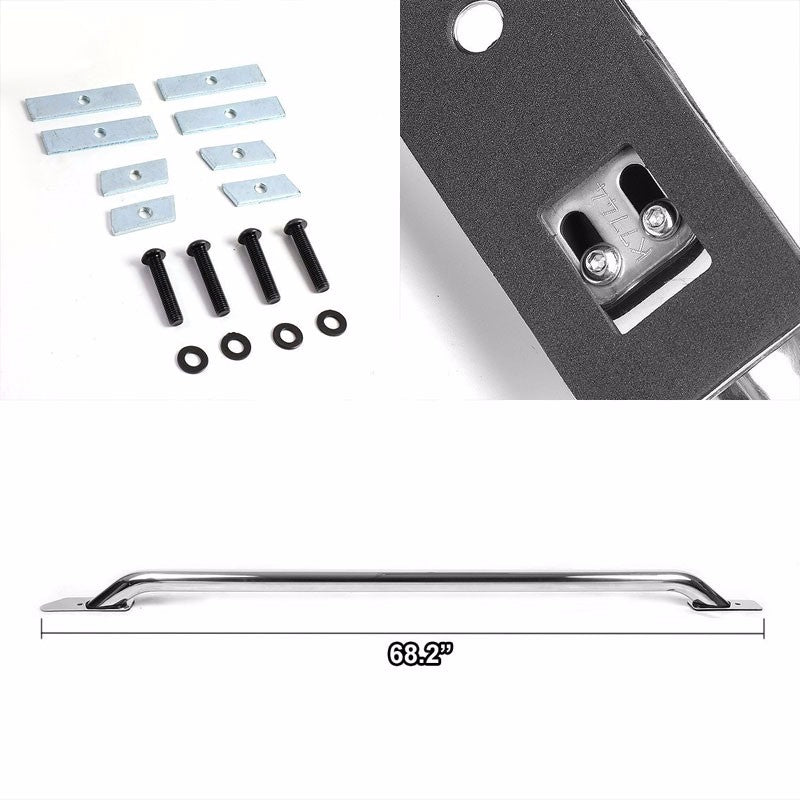 Silver Mild Steel 68.2" Bed Side Rail Bars For 14-17 Silverado/Sierra 78" Bed-Exterior-BuildFastCar