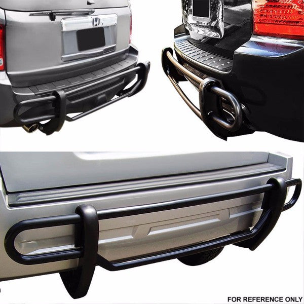 Black Mild Steel 1.25" Double Round Bar Rear Bumper Guard For Honda 05-10 Odyssey RL V6 3.5L-Exterior-BuildFastCar