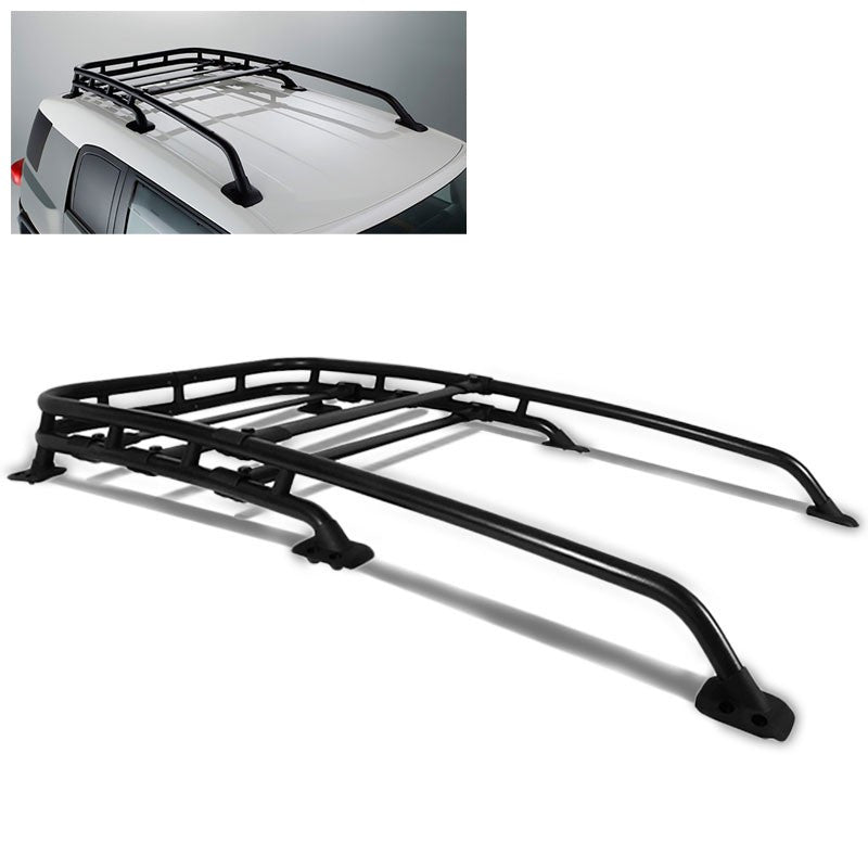 Black Aluminum Roof Rack Top Cargo Luggage Basket/Carrier+Crossbar For Toyota 07-14 FJ Cruiser-Exterior-BuildFastCar