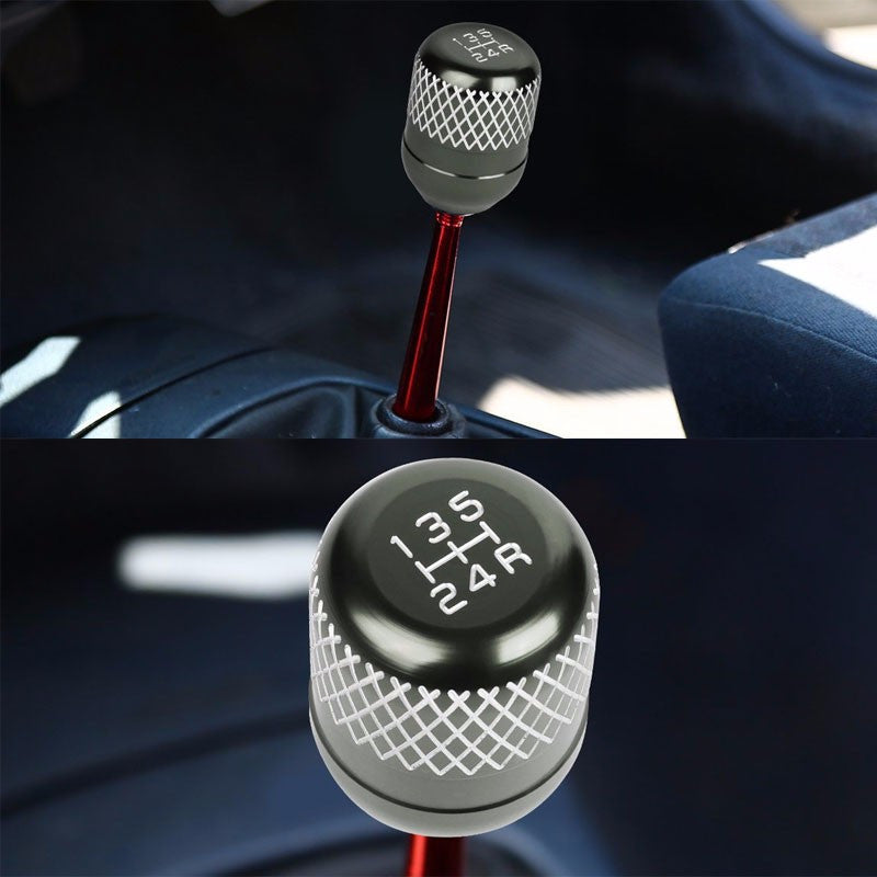 M8/M10/M12 Thread Gunmetal 5-Speed MT Aluminum Netted Design Short Throw Racing Shift Knob+Reverse-Interior-BuildFastCar