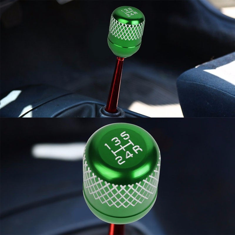 M8/M10/M12 Thread Green 5-Speed MT Aluminum Netted Design Short Throw Racing Shift Knob+Reverse-Interior-BuildFastCar