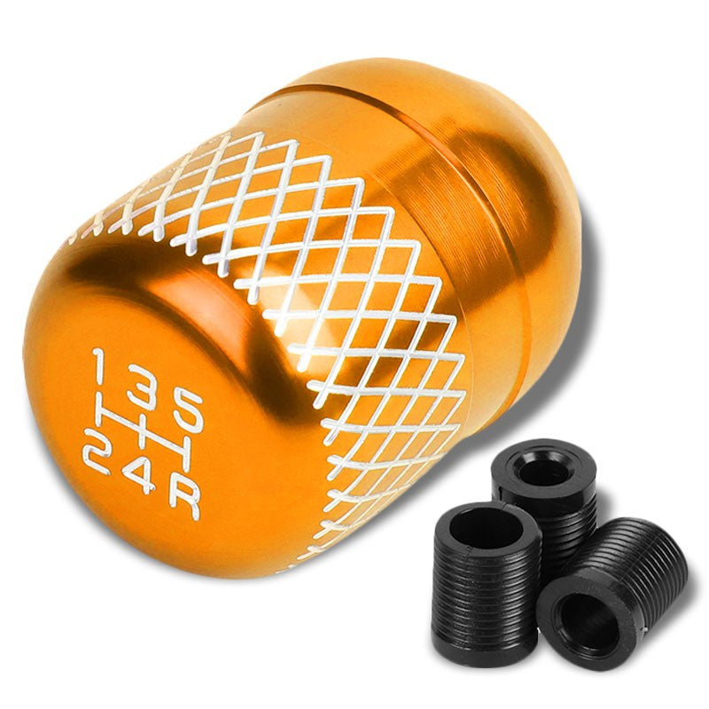 M8/M10/M12 Thread Orange 5-Speed MT Aluminum Netted Design Short Throw Racing Shift Knob+Reverse-Interior-BuildFastCar