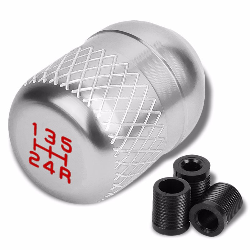 M8/M10/M12 Thread Silver 5-Speed MT Aluminum Netted Design Short Throw Racing Shift Knob+Reverse-Interior-BuildFastCar