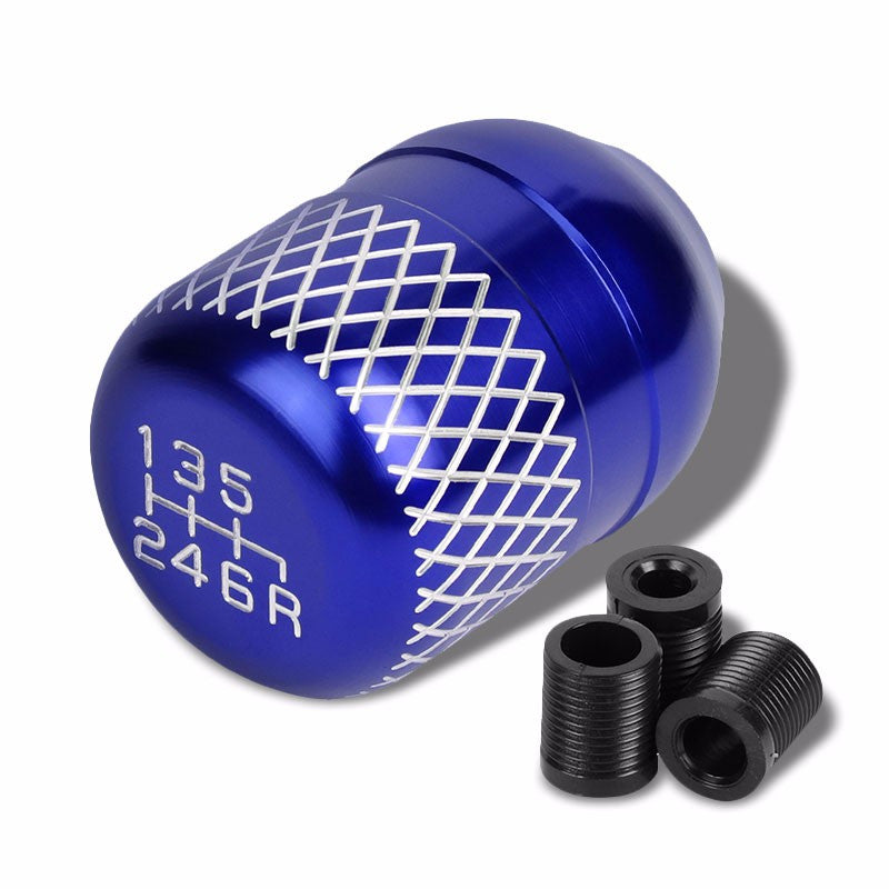 M8/M10/M12 Thread Blue 6-Speed MT Aluminum Netted Design Short Throw Racing Shift Knob+Reverse-Interior-BuildFastCar