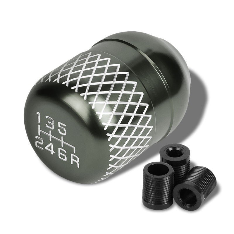 M8/M10/M12 Thread Gunmetal 6-Speed MT Aluminum Netted Design Short Throw Racing Shift Knob+Reverse-Interior-BuildFastCar