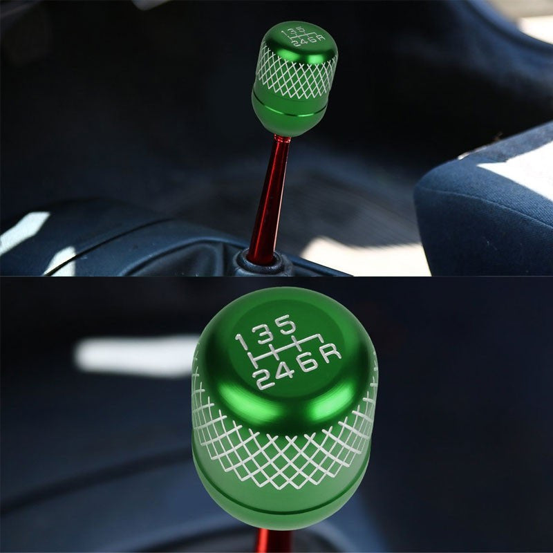 M8/M10/M12 Thread Green 6-Speed MT Aluminum Netted Design Short Throw Racing Shift Knob+Reverse-Interior-BuildFastCar