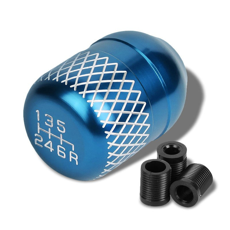 M8/M10/M12 Thread Light Blue 6-Speed MT Aluminum Netted Design Short Throw Racing Shift Knob+Reverse-Interior-BuildFastCar