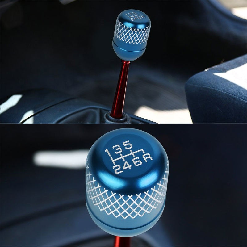 M8/M10/M12 Thread Light Blue 6-Speed MT Aluminum Netted Design Short Throw Racing Shift Knob+Reverse-Interior-BuildFastCar