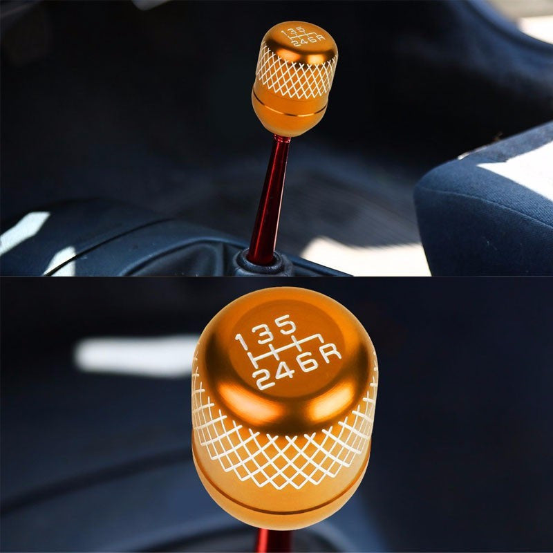 M8/M10/M12 Thread Orange 6-Speed MT Aluminum Netted Design Short Throw Racing Shift Knob+Reverse-Interior-BuildFastCar