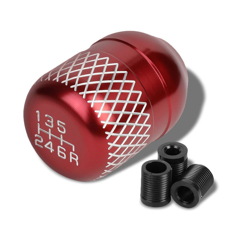 M8/M10/M12 Thread Red 6-Speed MT Aluminum Netted Design Short Throw Racing Shift Knob+Reverse-Interior-BuildFastCar