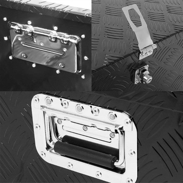 39"x13"x10" Black Pickup/Trailer Trunk Bed Utility Storage Flat Tool Box+Lock-Exterior-BuildFastCar