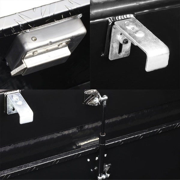 63"x12"x14" Black Pickup/Trailer Trunk Bed Utility Storage Flat Tool Box+Lock-Exterior-BuildFastCar