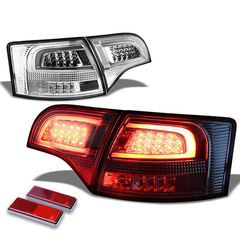 Chrome Housing Clear Lens Rear Signal Brake LED Tail Light For Audi 05-08 S4/A4 Quattro Avant-Exterior-BuildFastCar