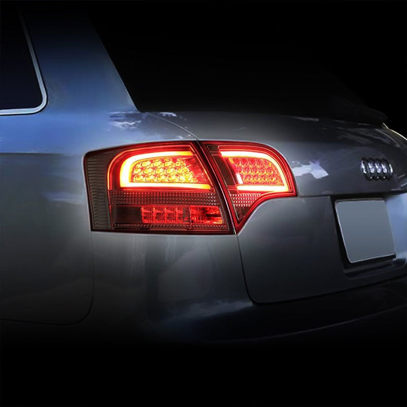 Chrome Housing Clear Lens Rear Signal Brake LED Tail Light For Audi 05-08 S4/A4 Quattro Avant-Exterior-BuildFastCar