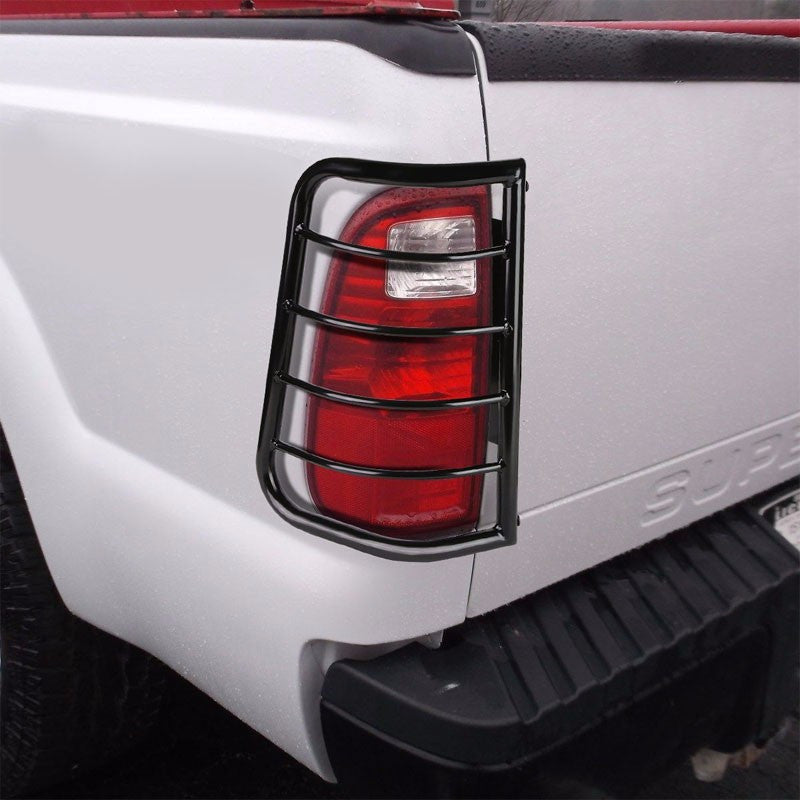 Black Coated Steel Tail Light/Lamp Cage Guard For Ford 99-07 F-250/350 Superduty-Exterior-BuildFastCar