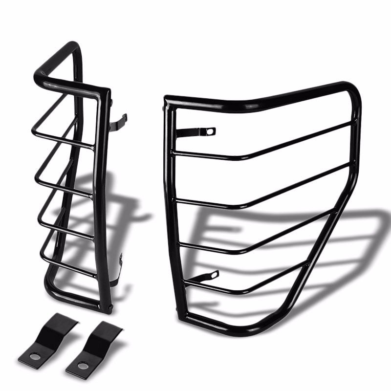Black Coated Steel Tail Light/Lamp Cage Guard Cover For Ford 09-14 F150 Pick-up-Exterior-BuildFastCar