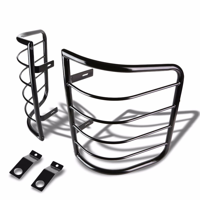 Black Coated Steel Tail Light/Lamp Cage Guard For Chevy 07-14 Silverado/Sierra-Exterior-BuildFastCar