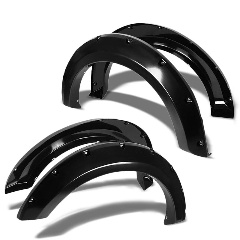 Black ABS Pocket-Riveted 3" Coverage Wheel Fender Flares Guard For 04-08 F-150-Exterior-BuildFastCar