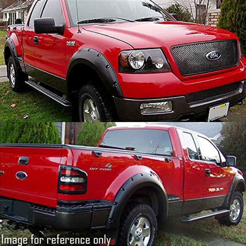 Black ABS Pocket-Riveted 3" Coverage Wheel Fender Flares Guard For 04-08 F-150-Exterior-BuildFastCar