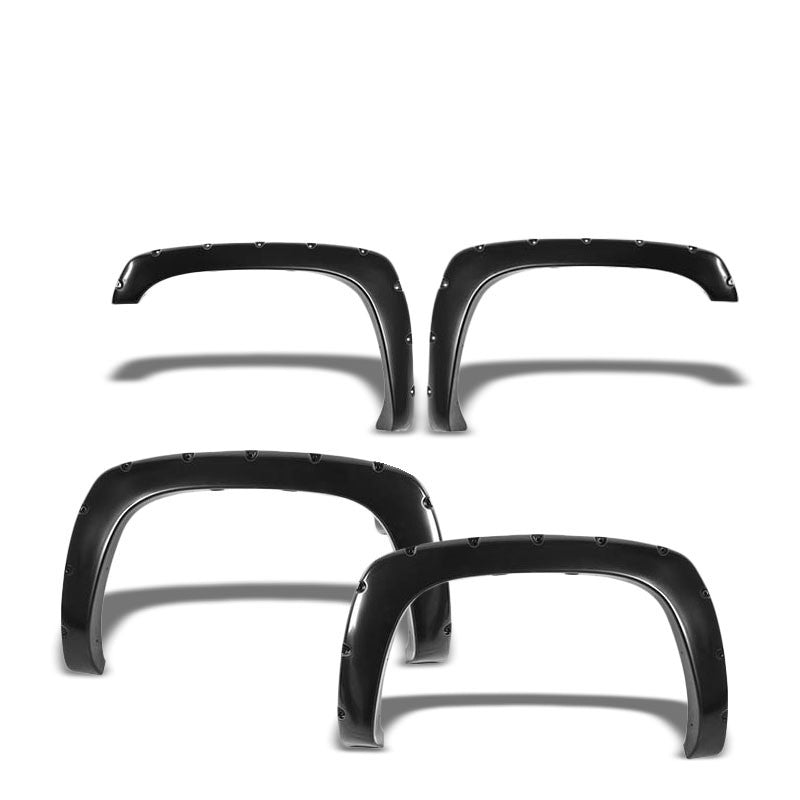 Texture Black ABS Rivet Wheel Fender Flares For 02-07 Silverado 1500 68"-96" Bed-Exterior-BuildFastCar