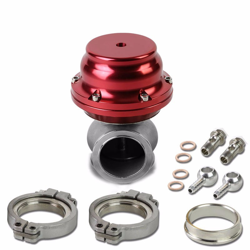 Red 44mm 14 PSI V-Band Turbo Boost Exhaust Manifold External Wastegate+Dump Pipe Valve+Ring-Performance-BuildFastCar