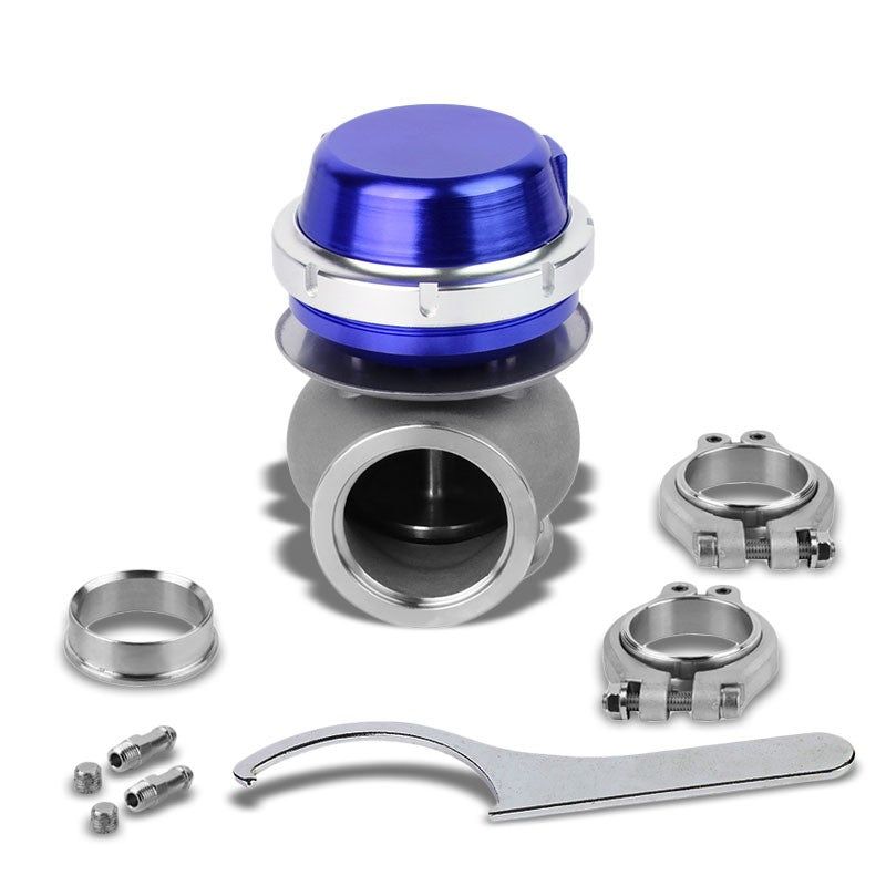Universal Blue Turbocharger 40mm 14PSI V-Band Clamp 4" External Wastegate+Spring