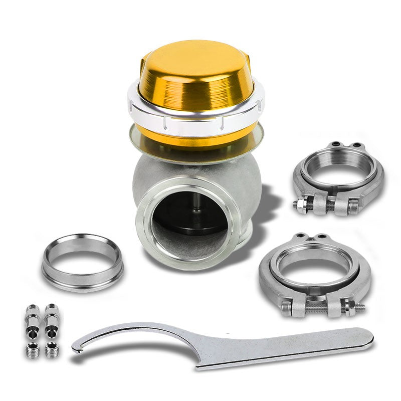 Gold Turbocharger 44mm 14PSI V-Band Clamp-On External Wastegate+Spring T11
