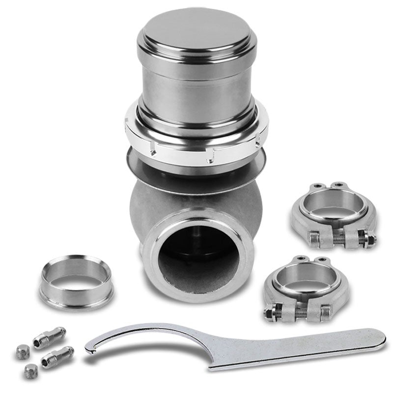Silver 44mm 14PSI V-Band Clamp-On Turbo 5.25"H External Wastegate Kit+Spring T22