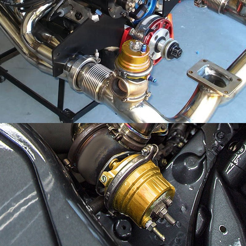 Gold 60mm 5/12/14 PSI V-Band Turbocharger 6.50"H External Wastegate+Spring T11