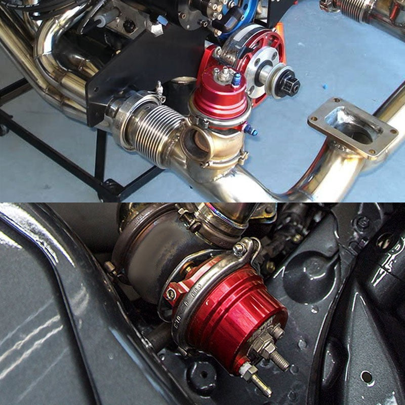 Red 60mm 5/12/14 PSI V-Band Turbocharger 6.50"H External Wastegate+Spring T11