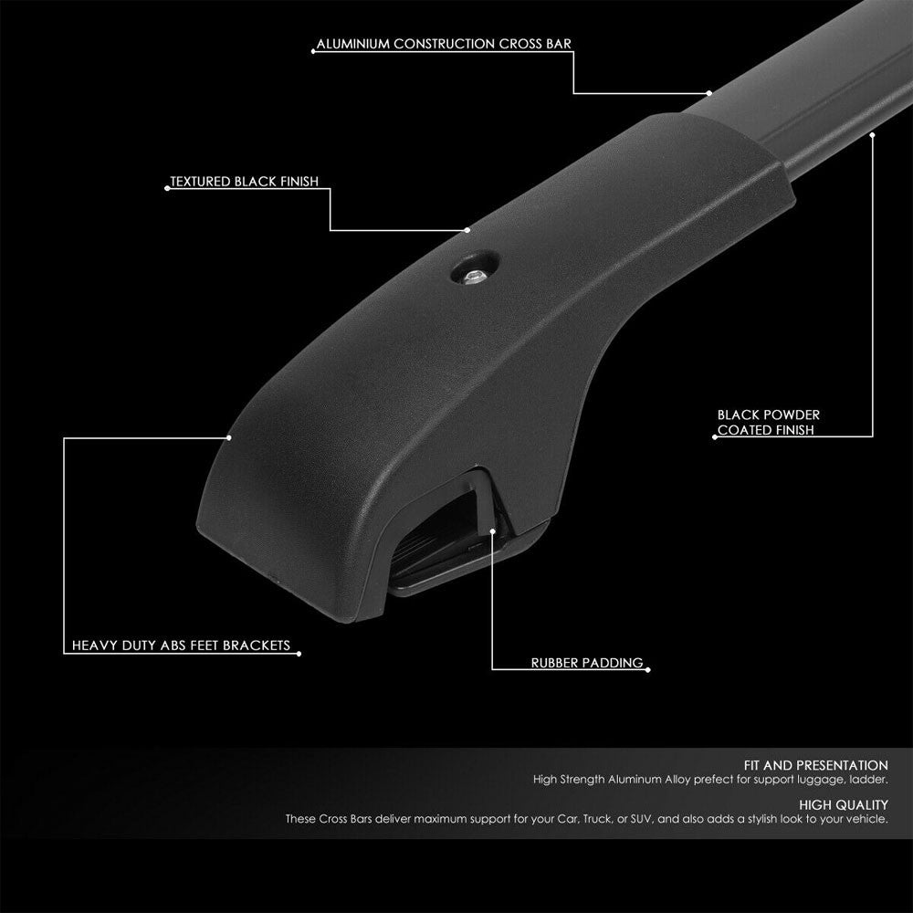 Black Top Roof Rack Crossbar Bracket For 15-24 Jeep Renegade