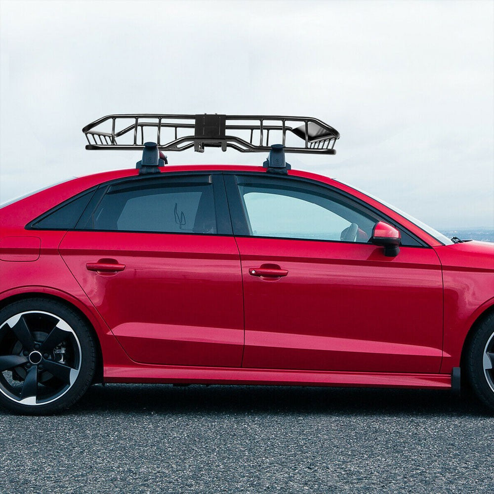 Black Top Roof Rack Luggage Baggage Basket Cargo Carrier+Wind Fairing BFC-CGCR-X6007