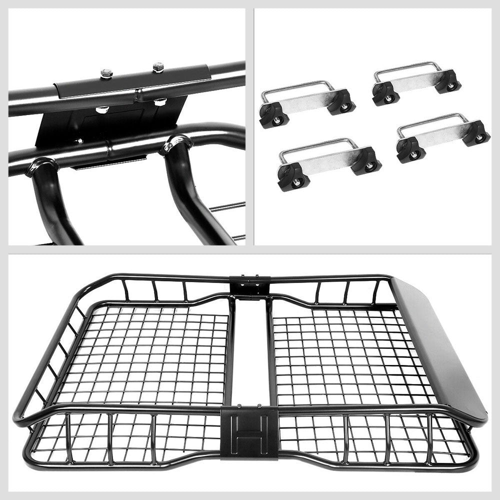 Black Top Roof Rack Luggage Baggage Basket Cargo Carrier+Wind Fairing BFC-CGCR-X6007