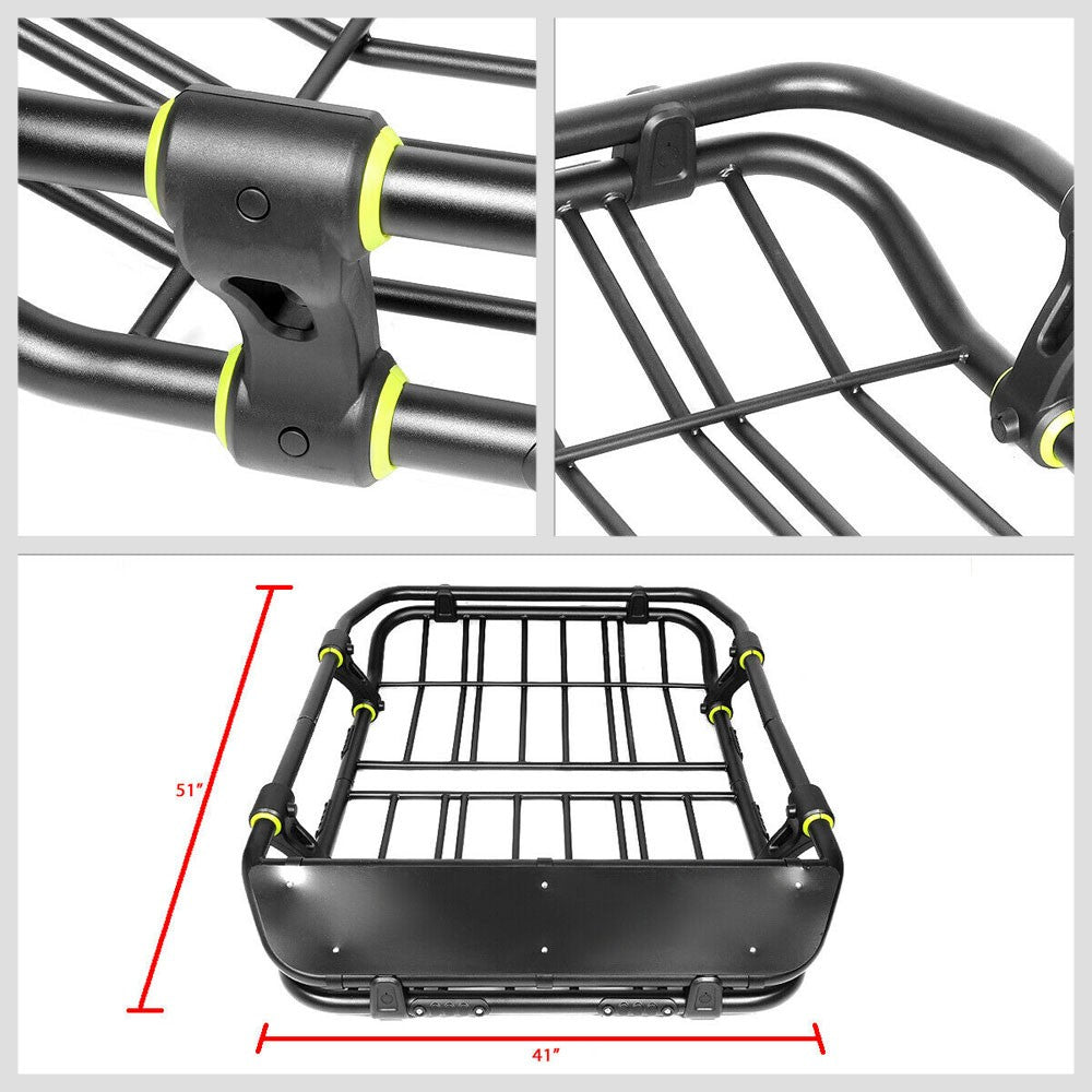 Black Top Roof Rack Luggage Baggage Basket Cargo Carrier+Wind Fairing BFC-CGCR-X6008