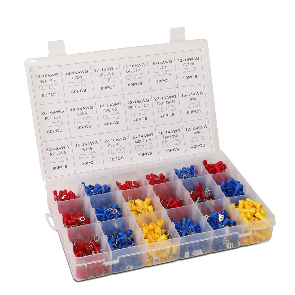 1200PCS Insulated Wire Connector Assortment Kit 22-16 14-16 10-12 AWG 43-H-0008