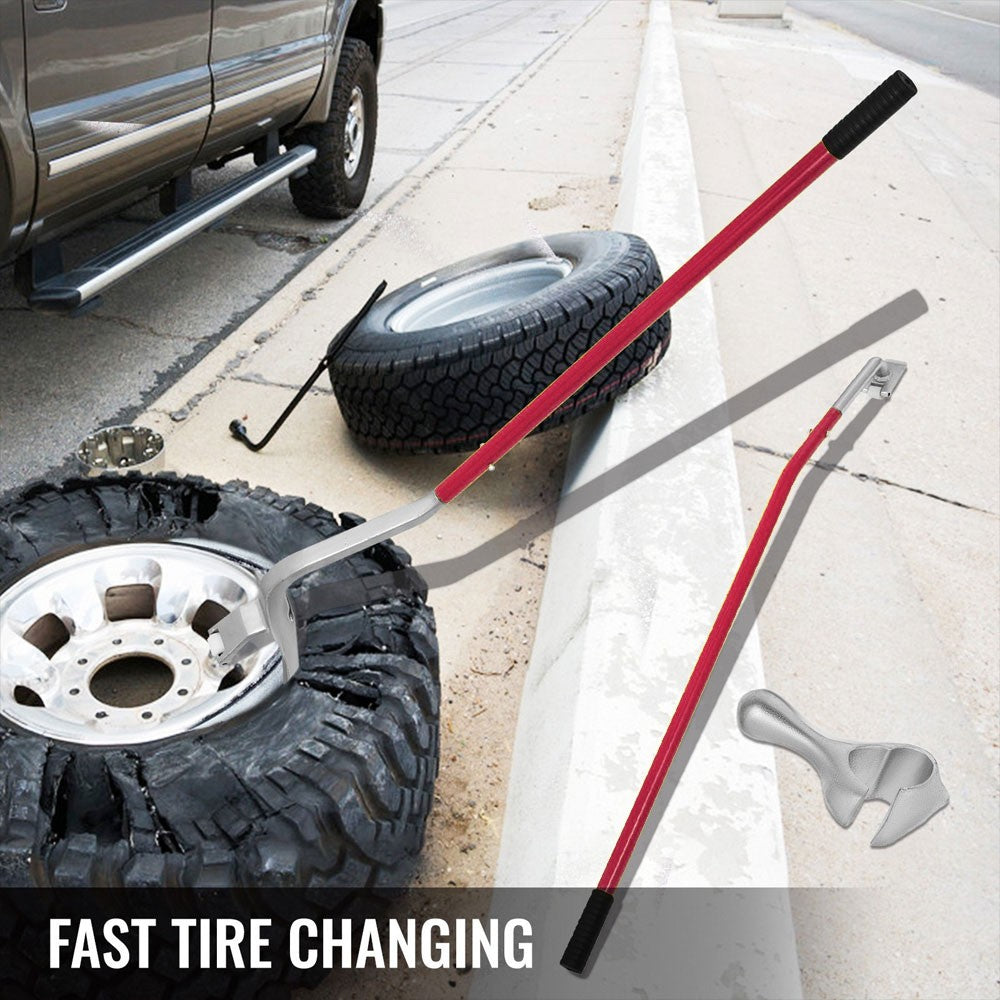 Red Heavy Duty 17.5" - 24.5" Tire Mount Demount Tool with Bead Keeper Tubless